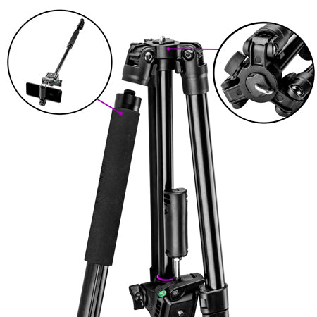 Takama Flip-Zip Aluminum Tripod Monopod with 2-Way Head 147.3cm
